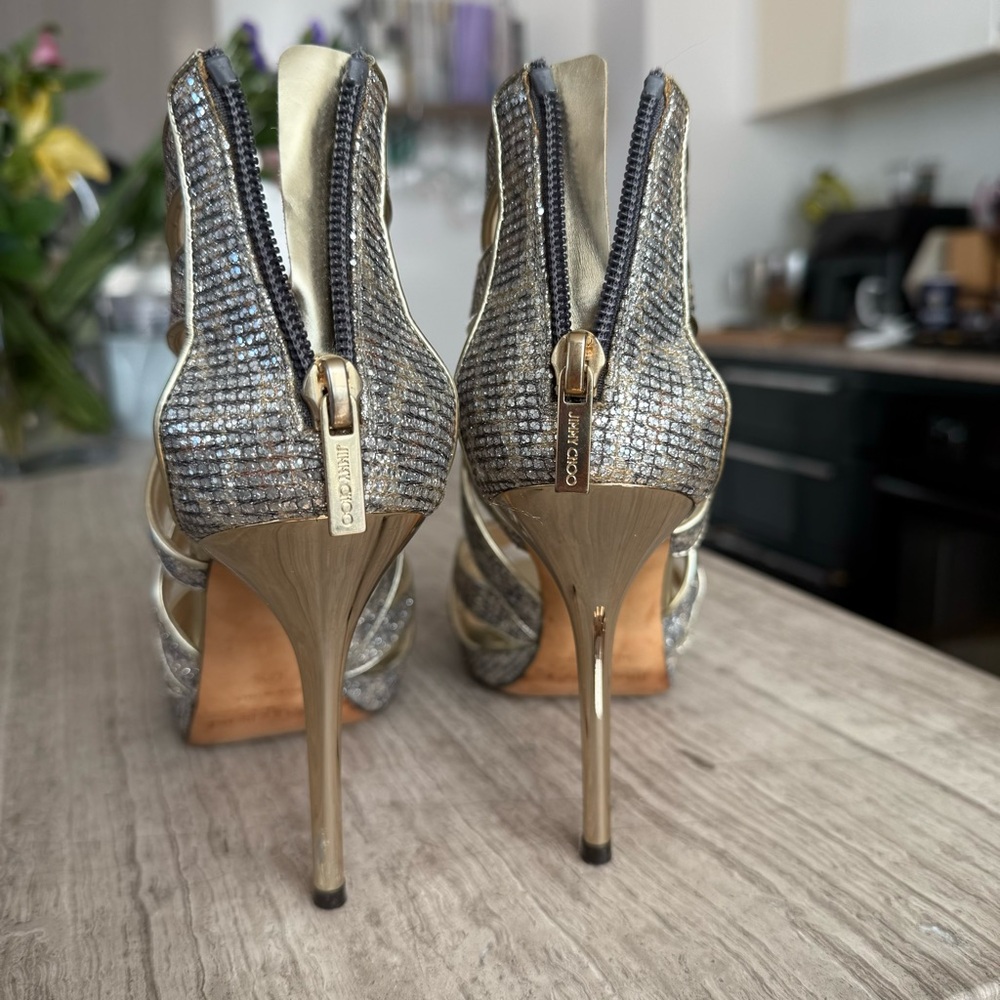 Jimmy Choo Karla Leopard-Print Glitter Fabric Pum… - image 7